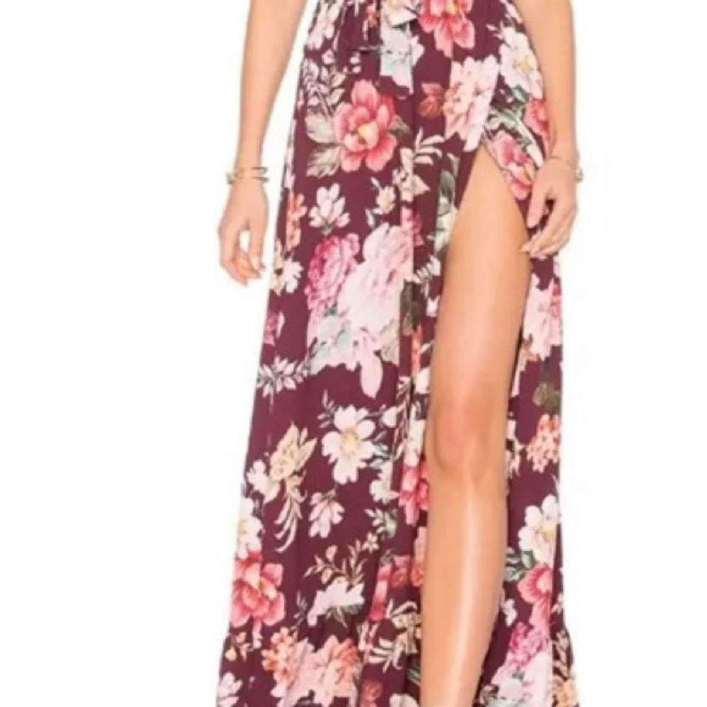 Floral Maxi Skirt - Burgundy and Pink